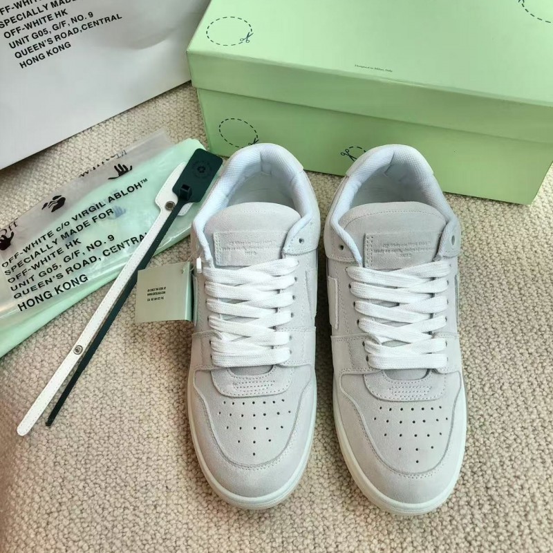 Off-White Arrow-Pattern Brushed Leather Sneakers