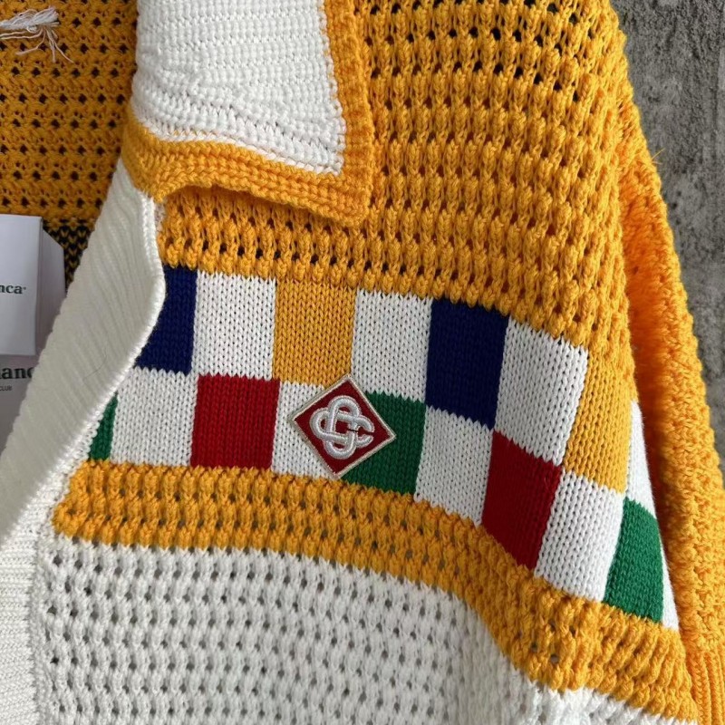 Casablanca cotton high density knit, woven plaid sweater T-shirt