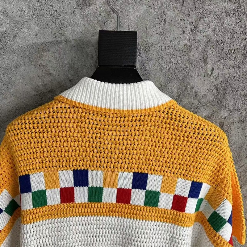 Casablanca cotton high density knit, woven plaid sweater T-shirt