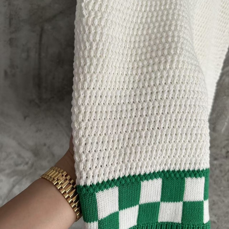 Casablanca Green Cotton High-density Knit, Woven Plaid Shorts