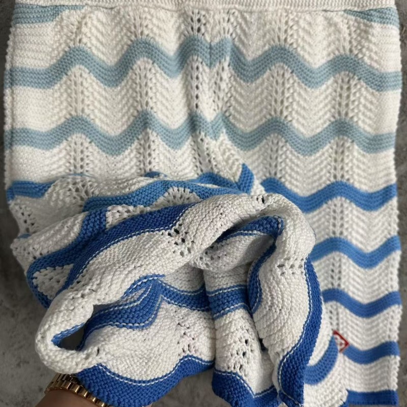 Casablanca Blue cotton high-density knitted, water ripple gradient shorts