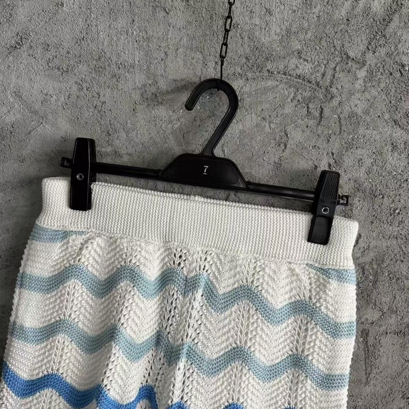 Casablanca Blue cotton high-density knitted, water ripple gradient shorts