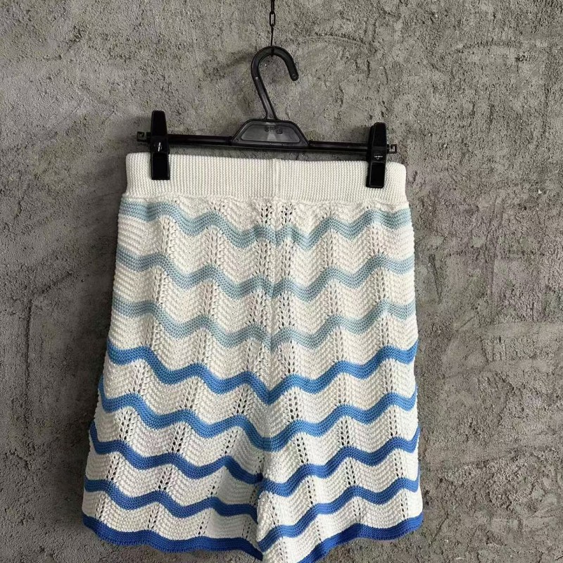 Casablanca Blue cotton high-density knitted, water ripple gradient shorts