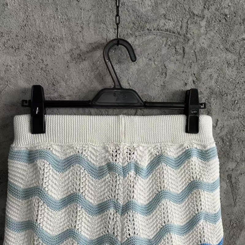 Casablanca Blue cotton high-density knitted, water ripple gradient shorts