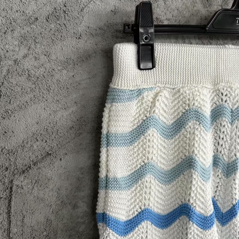 Casablanca Blue cotton high-density knitted, water ripple gradient shorts