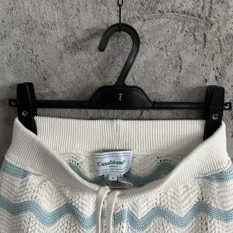 Casablanca Blue cotton high-density knitted, water ripple gradient shorts