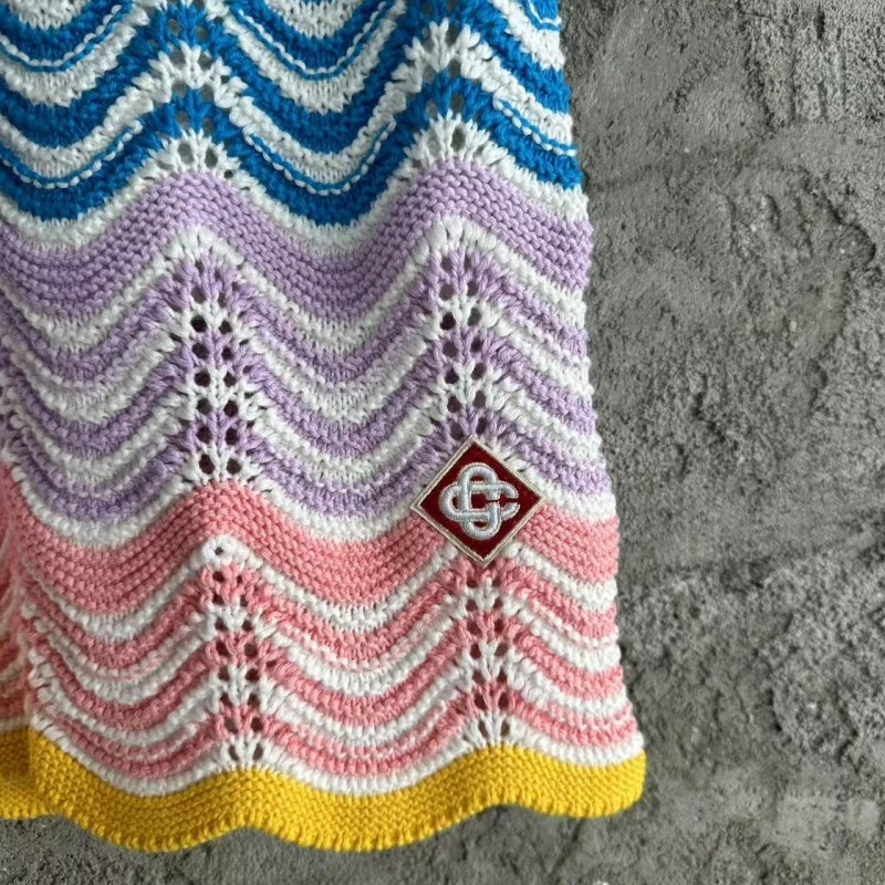 Casablanca, rainbow-colored cotton high-density knit, water ripple gradient sweatshirt T-shirt