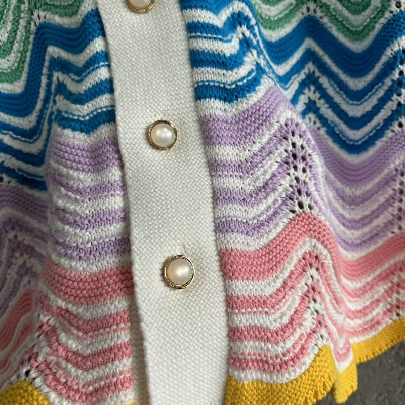 Casablanca, rainbow-colored cotton high-density knit, water ripple gradient sweater T-shirt