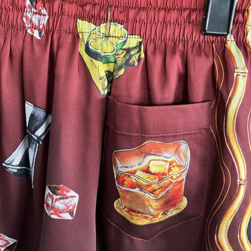 CASABLANCA SpringSummer Red Printed Silk Shorts