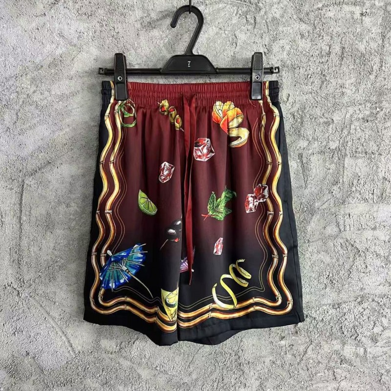 CASABLANCA SpringSummer Red Printed Silk Shorts
