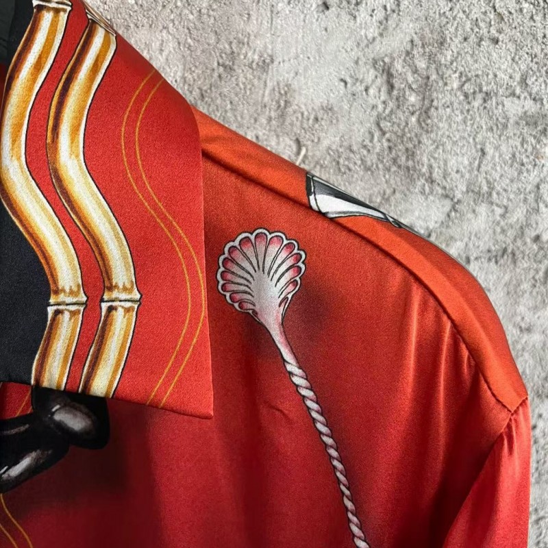 CASABLANCA SpringSummer Red Printed Silk T-Shirt