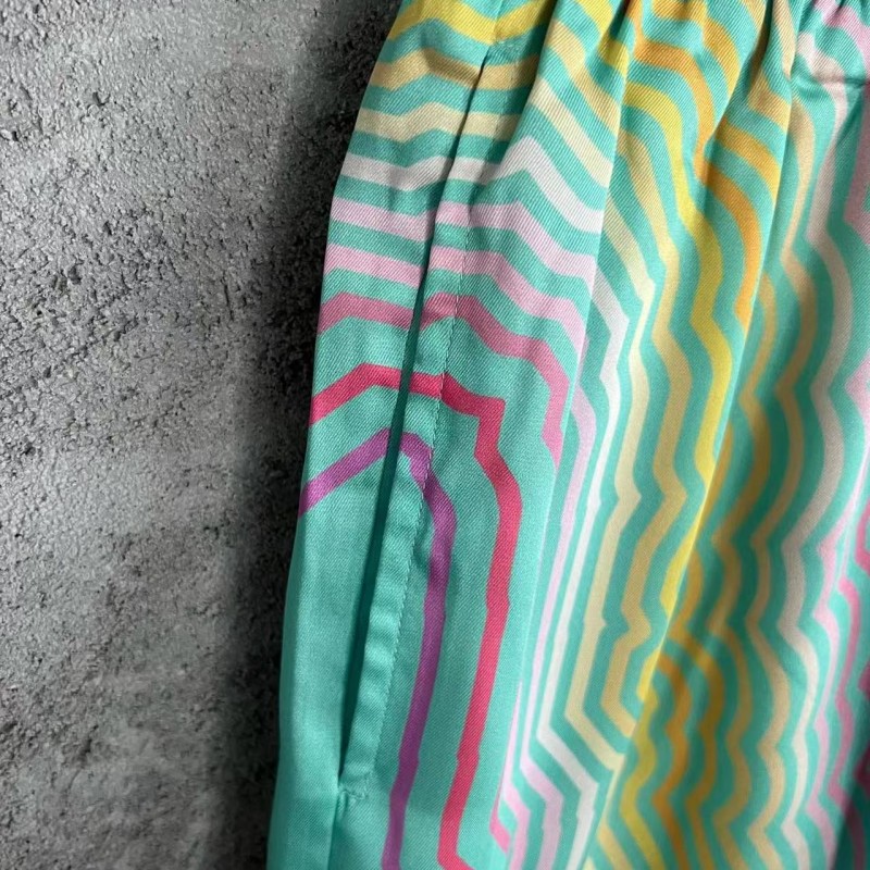 CASABLANCA SpringSummer Blue Line Printed Silk Shorts