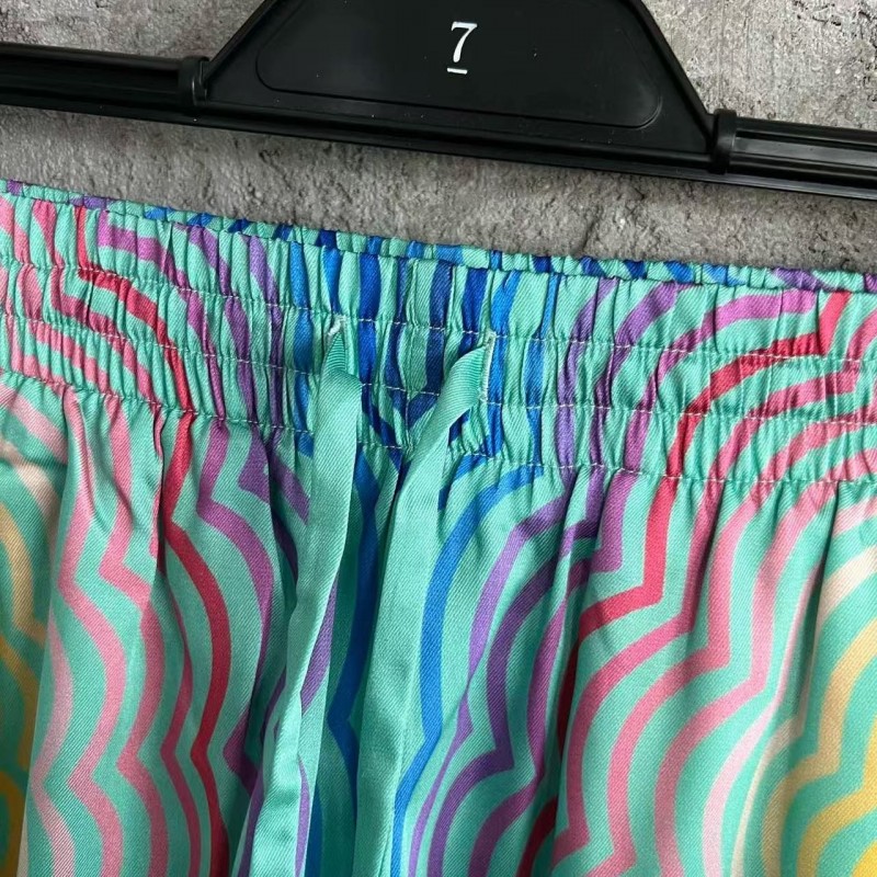 CASABLANCA SpringSummer Blue Line Printed Silk Shorts