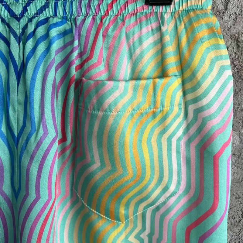 CASABLANCA SpringSummer Blue Line Printed Silk Shorts