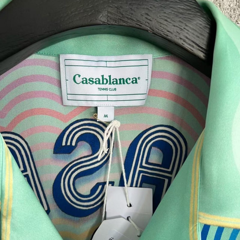 CASABLANCA SpringSummer Blue Character Print Silk T-shirt