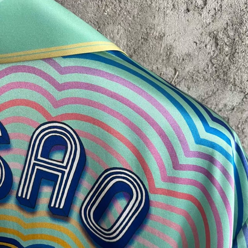 CASABLANCA SpringSummer Blue Character Print Silk T-shirt