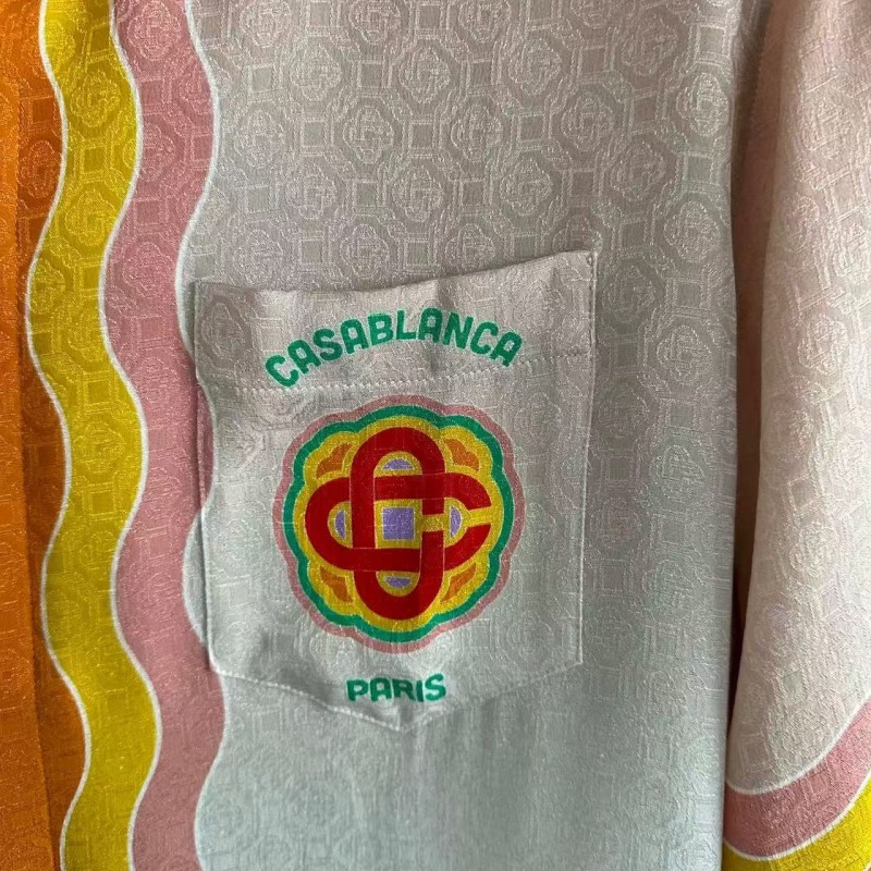 CASABLANCA SpringSummer Large LOGO Pattern Silk T-Shirt
