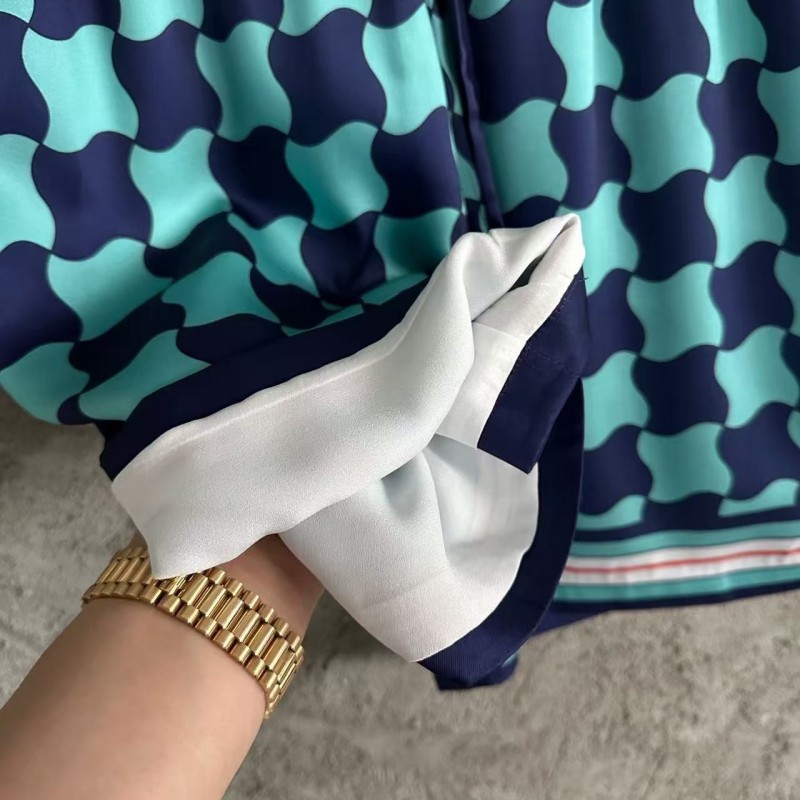 CASABLANCA SpringSummer Geometric Silk Plaid Shorts