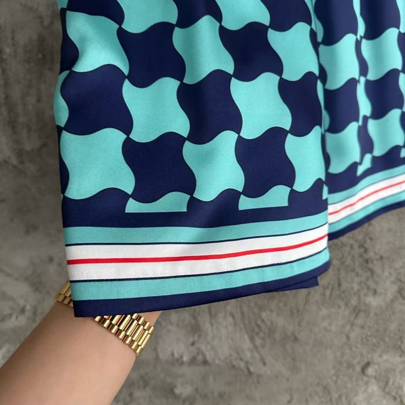 CASABLANCA SpringSummer Geometric Silk Plaid Shorts