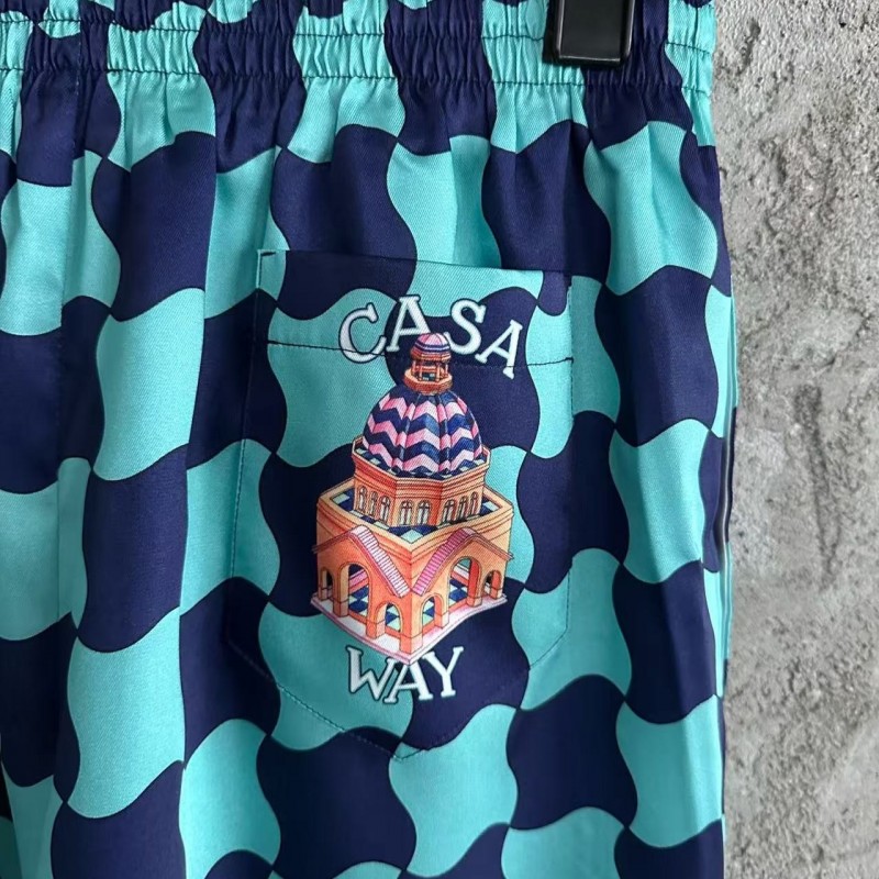 CASABLANCA SpringSummer Geometric Silk Plaid Shorts