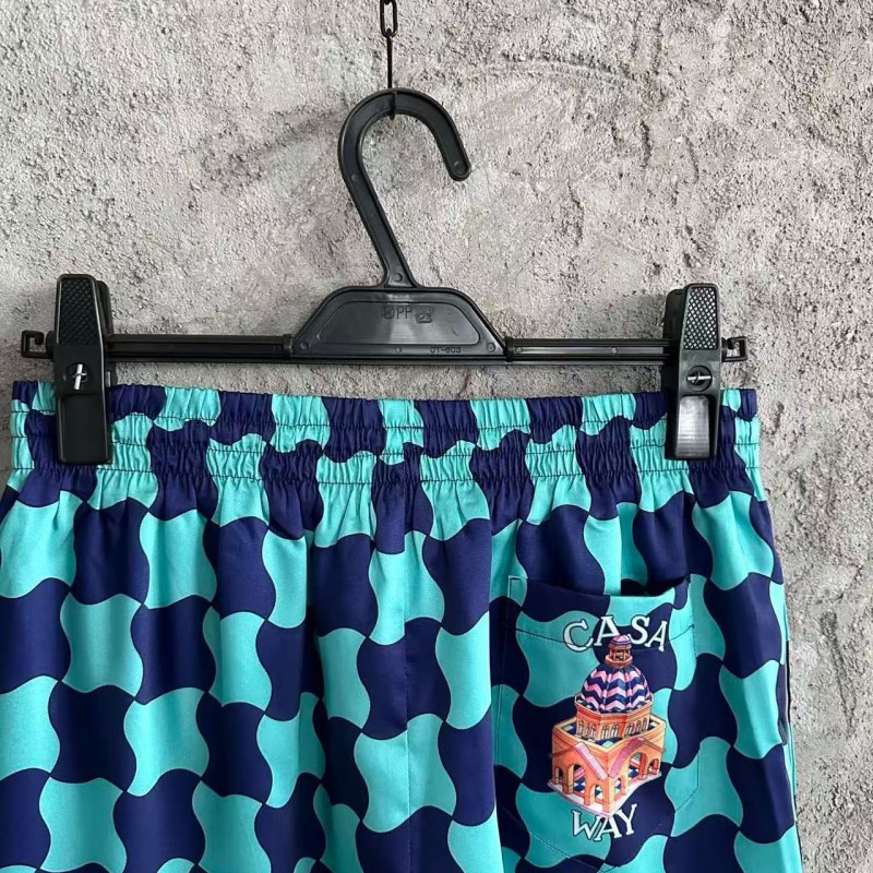 CASABLANCA SpringSummer Geometric Silk Plaid Shorts