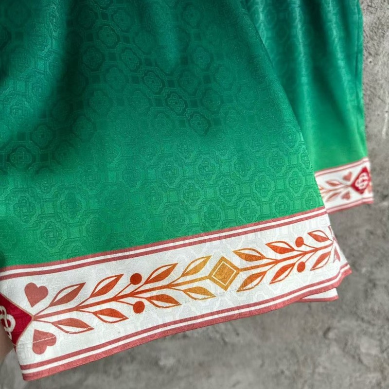 CASABLANCA Green silk jacquard shorts