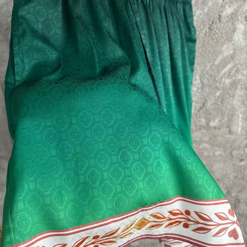 CASABLANCA Green silk jacquard shorts