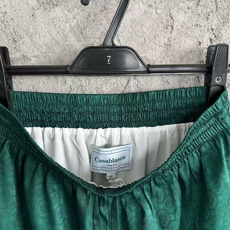 CASABLANCA Green silk jacquard shorts