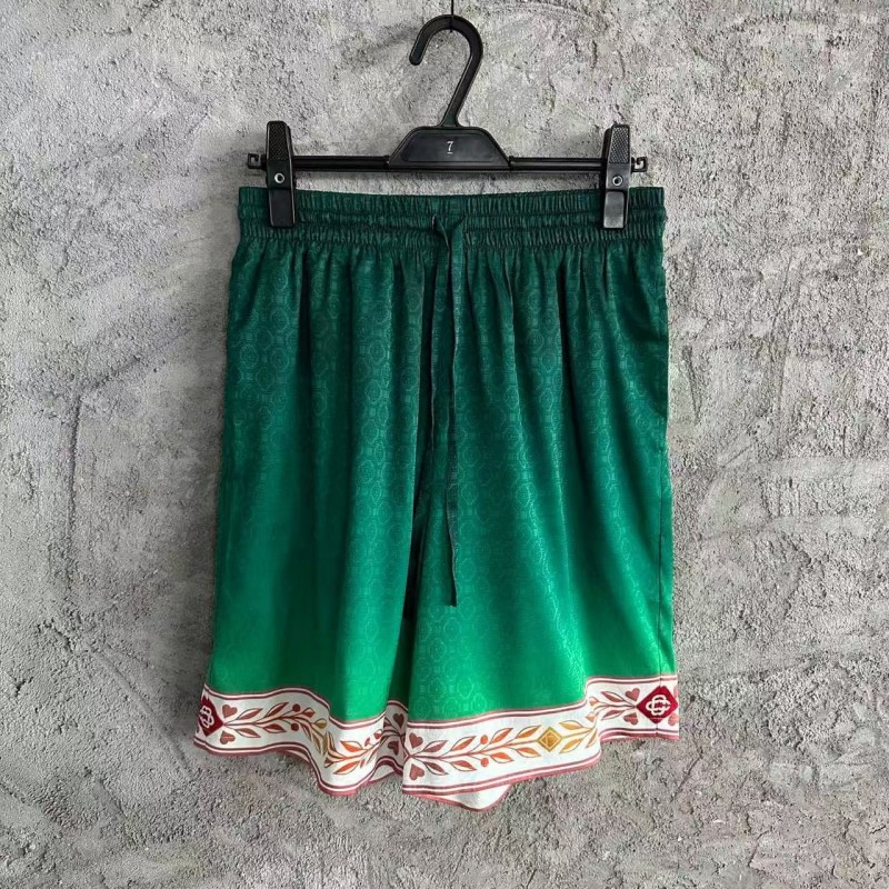 CASABLANCA Green silk jacquard shorts