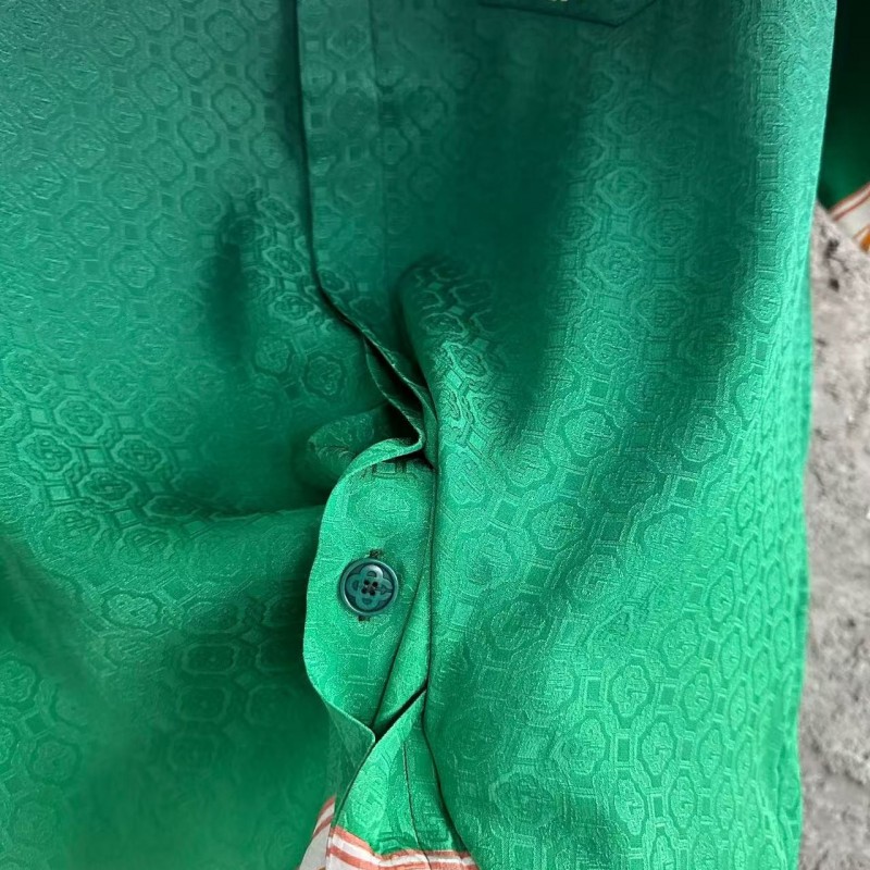 CASABLANCA Green jacquard silk T-shirt