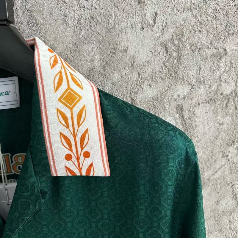 CASABLANCA Green jacquard silk T-shirt