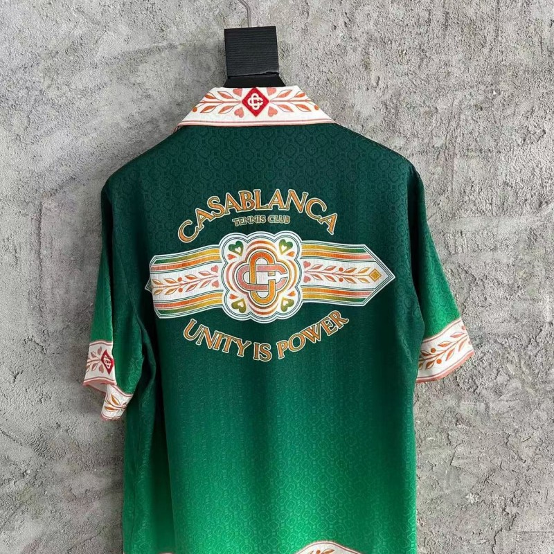 CASABLANCA Green jacquard silk T-shirt