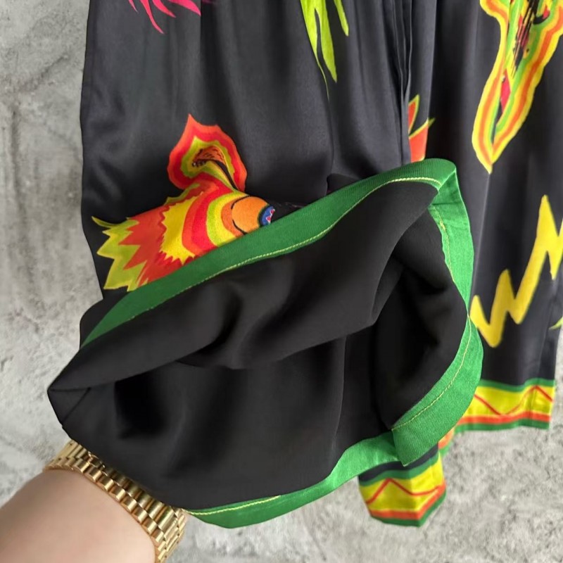 CASABLANCA Black rock pattern silk shorts
