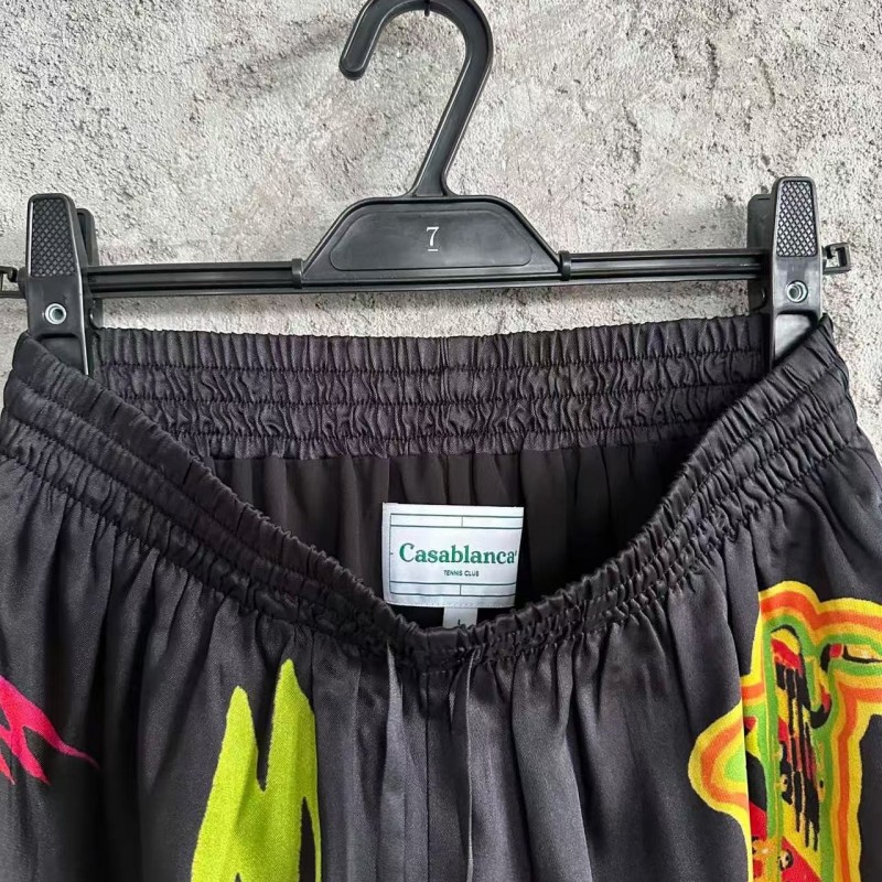 CASABLANCA Black rock pattern silk shorts