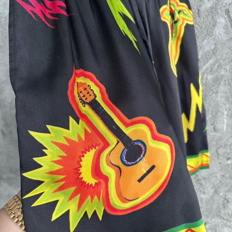 CASABLANCA Black rock pattern silk shorts