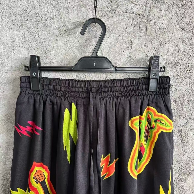 CASABLANCA Black rock pattern silk shorts