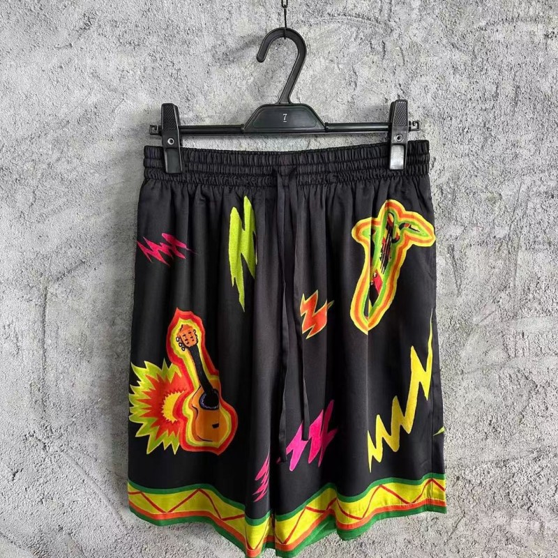 CASABLANCA Black rock pattern silk shorts