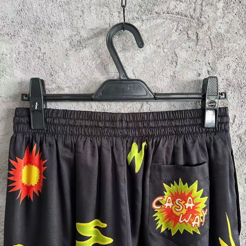 CASABLANCA Black rock pattern silk shorts