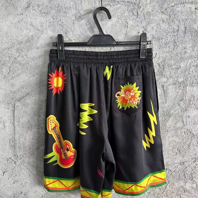 CASABLANCA Black rock pattern silk shorts