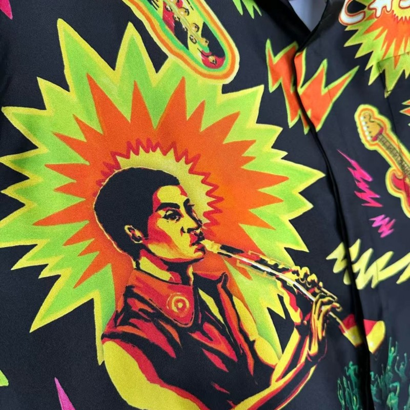 CASABLANCA Black rock graphic silk T-shirt