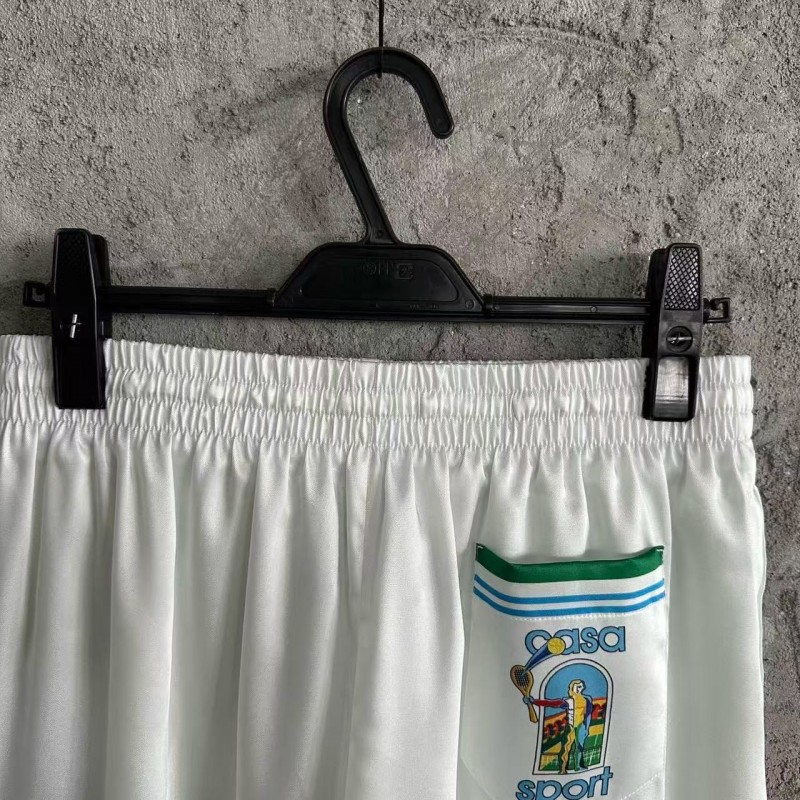 CASABLANCA Colorful portrait pattern silk white shorts