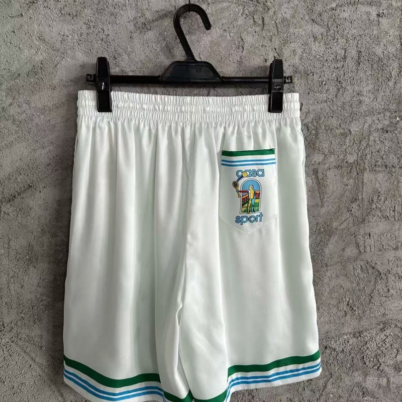 CASABLANCA Colorful portrait pattern silk white shorts