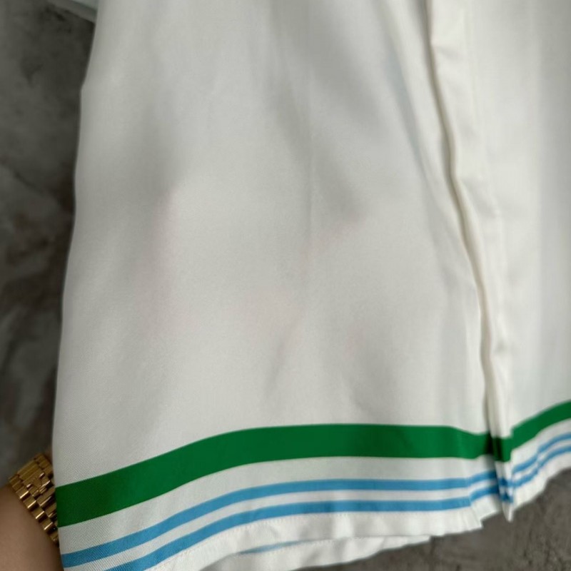 CASABLANCA Colorful portrait pattern silk white T-shirt