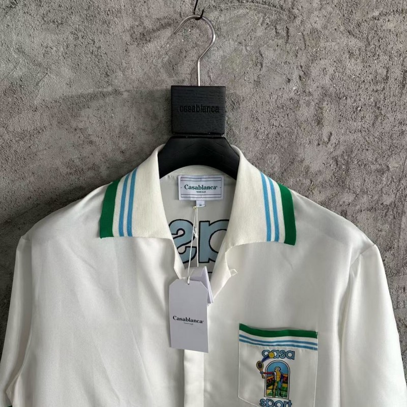 CASABLANCA Colorful portrait pattern silk white T-shirt