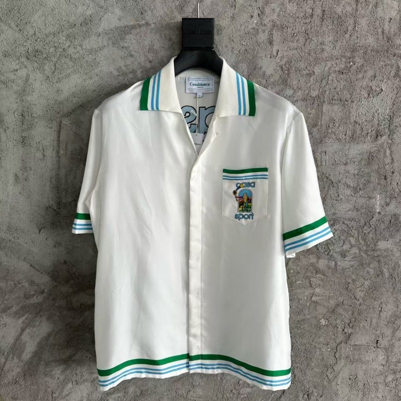 CASABLANCA Colorful portrait pattern silk white T-shirt