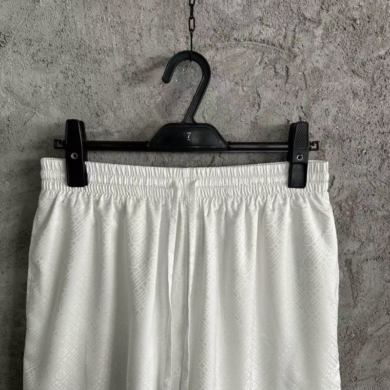 CASABLANCA White shorts in silk jacquard with orange pattern