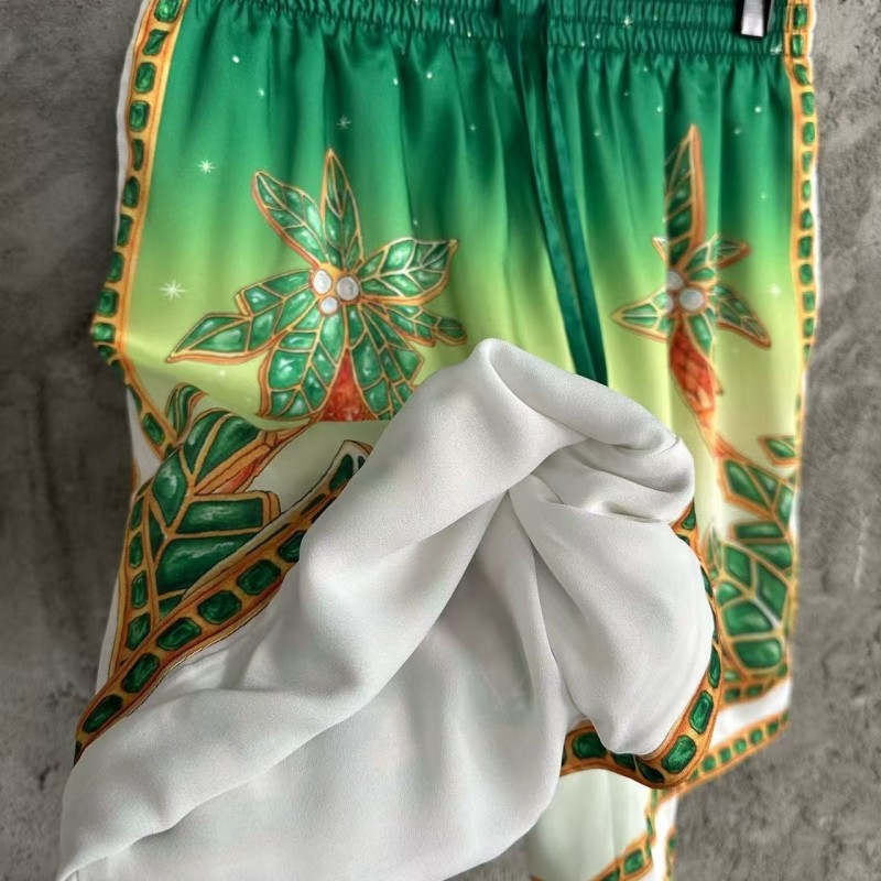 CASABLANCA Green jewel pattern silk shorts