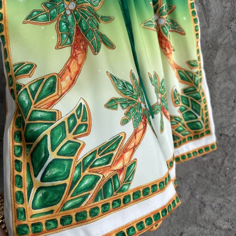 CASABLANCA Green jewel pattern silk shorts