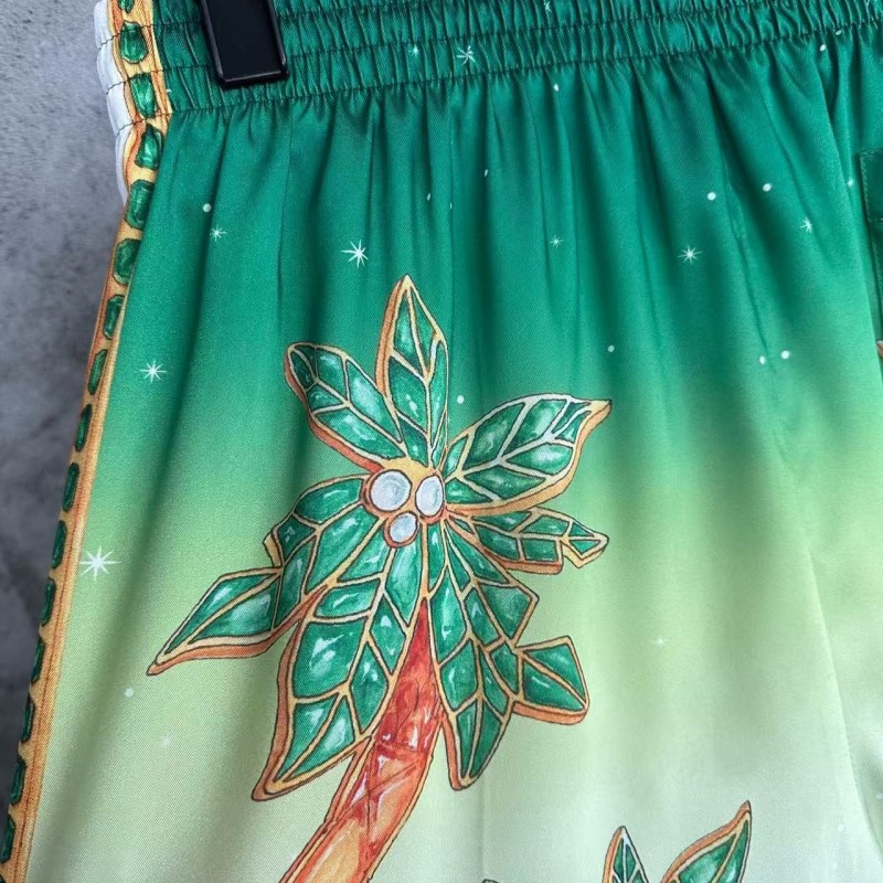 CASABLANCA Green jewel pattern silk shorts