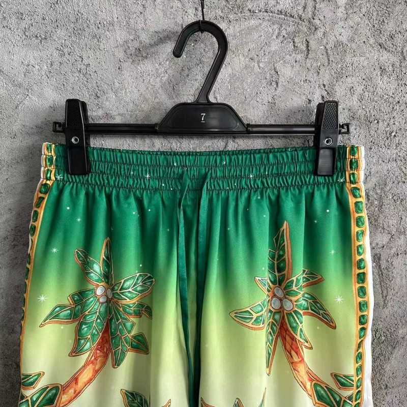 CASABLANCA Green jewel pattern silk shorts